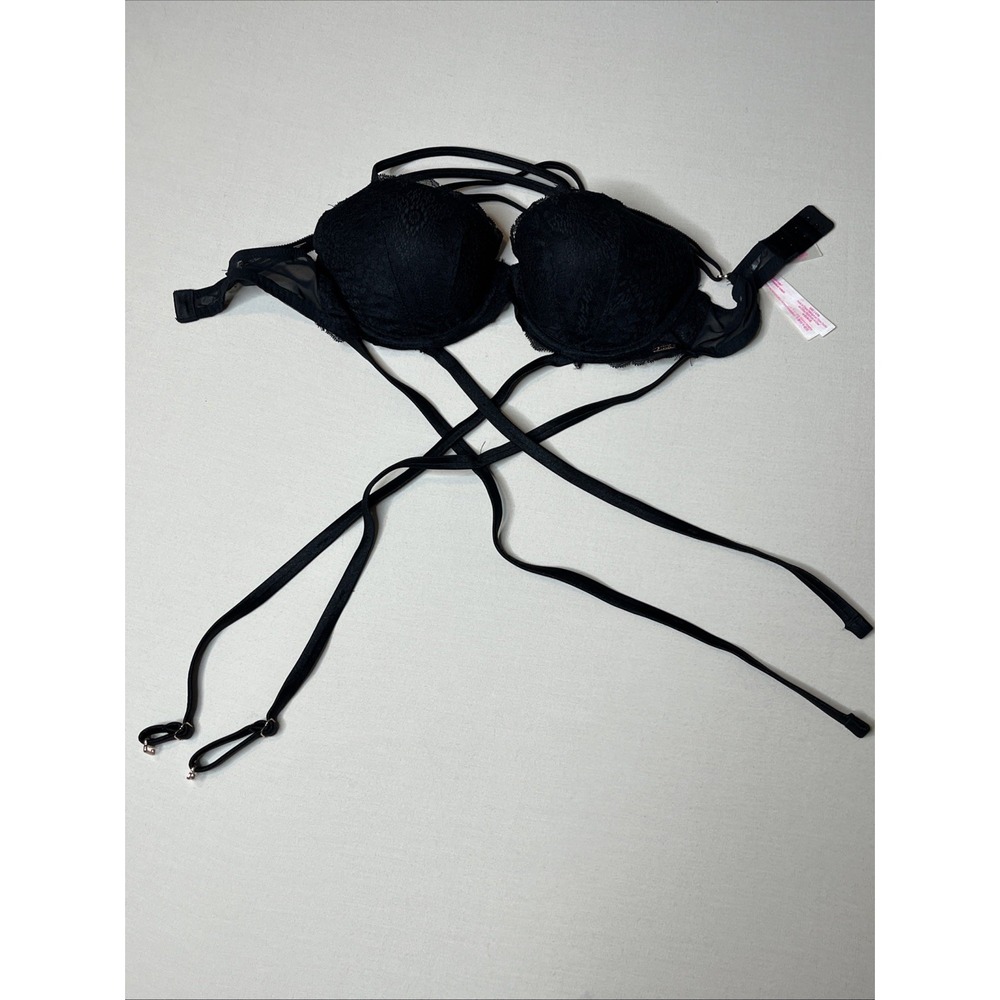 Victoria's Secret PINK Limited Edition Black Padded Date Push Up Bra Size 32C